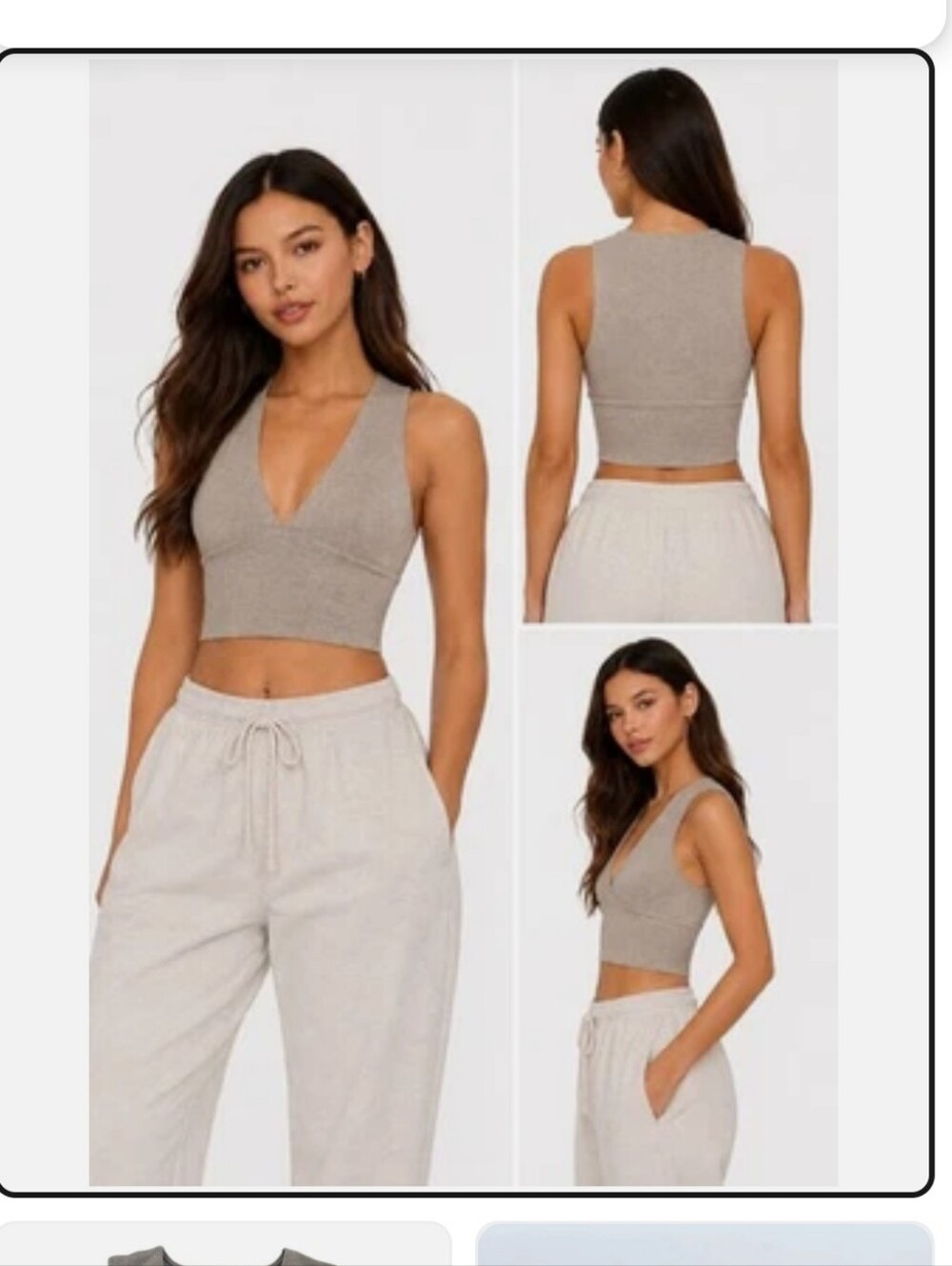 Wilfred Free Valeria Taupe V-Neck Crop Top Size S